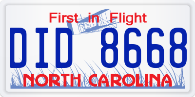 NC license plate DID8668