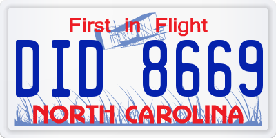 NC license plate DID8669