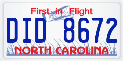 NC license plate DID8672