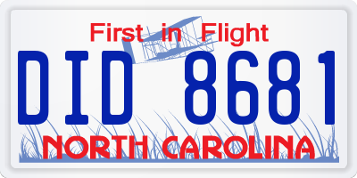 NC license plate DID8681