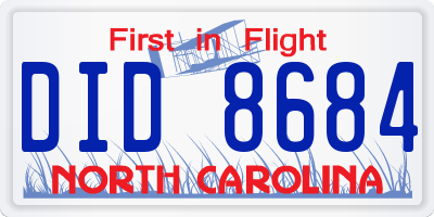 NC license plate DID8684