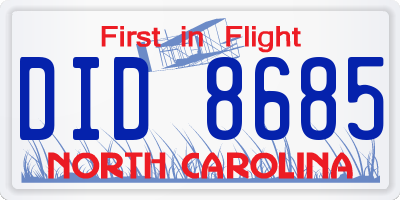 NC license plate DID8685