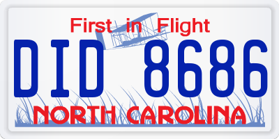 NC license plate DID8686