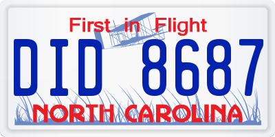 NC license plate DID8687