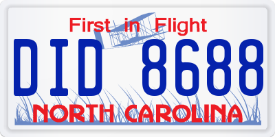 NC license plate DID8688