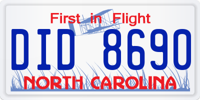 NC license plate DID8690
