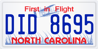 NC license plate DID8695