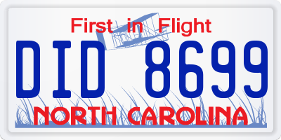 NC license plate DID8699