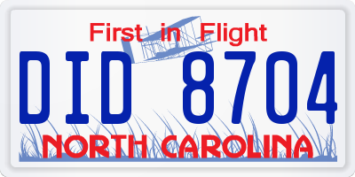 NC license plate DID8704
