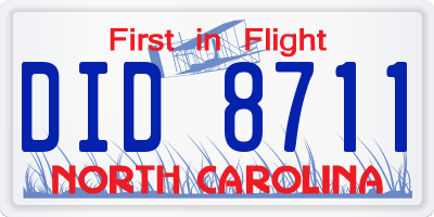 NC license plate DID8711