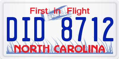 NC license plate DID8712