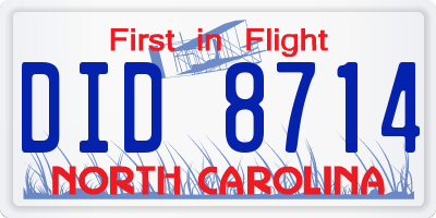 NC license plate DID8714