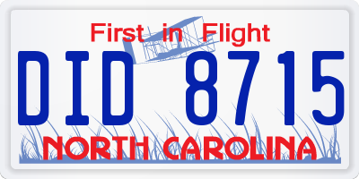 NC license plate DID8715