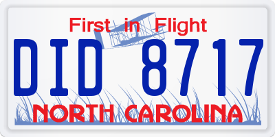 NC license plate DID8717