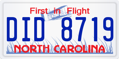 NC license plate DID8719
