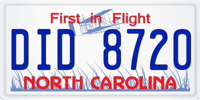NC license plate DID8720