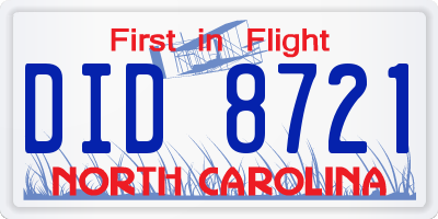 NC license plate DID8721