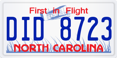 NC license plate DID8723