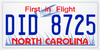 NC license plate DID8725