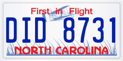 NC license plate DID8731