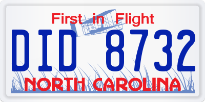 NC license plate DID8732