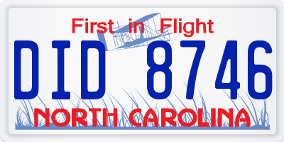 NC license plate DID8746