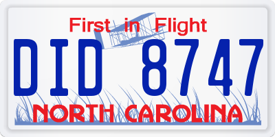NC license plate DID8747