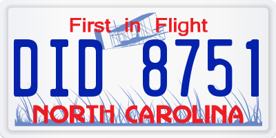 NC license plate DID8751