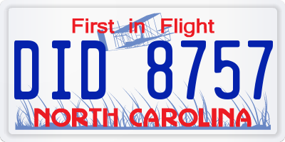 NC license plate DID8757