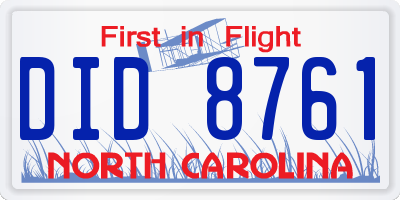NC license plate DID8761