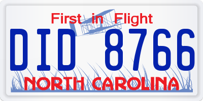 NC license plate DID8766