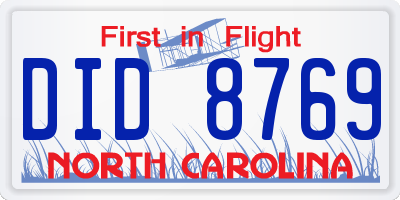 NC license plate DID8769