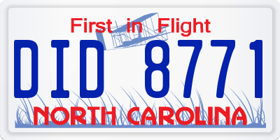 NC license plate DID8771