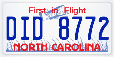 NC license plate DID8772