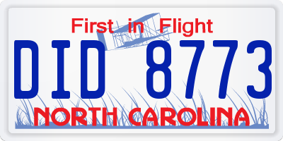 NC license plate DID8773
