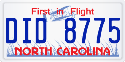 NC license plate DID8775