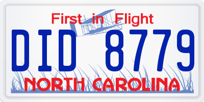 NC license plate DID8779