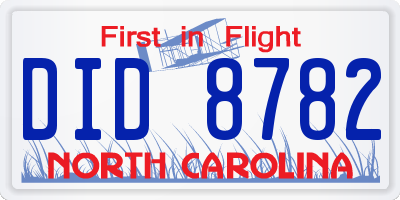 NC license plate DID8782