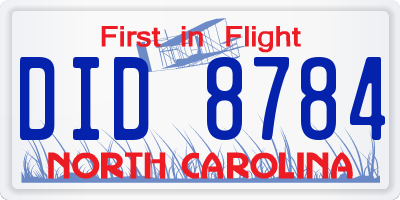 NC license plate DID8784