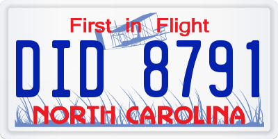 NC license plate DID8791