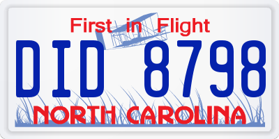 NC license plate DID8798