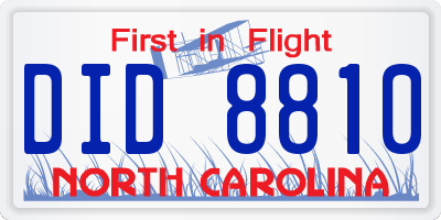 NC license plate DID8810
