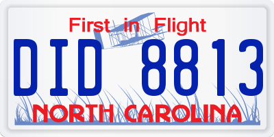 NC license plate DID8813