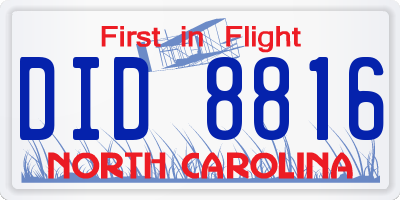 NC license plate DID8816