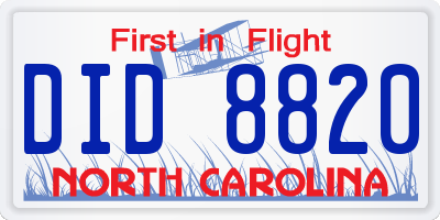 NC license plate DID8820