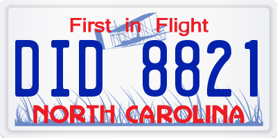 NC license plate DID8821