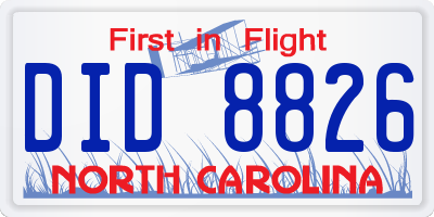 NC license plate DID8826