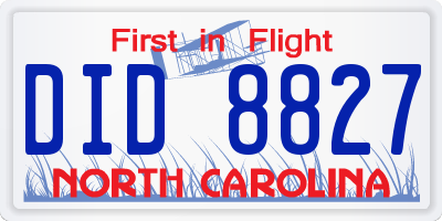 NC license plate DID8827