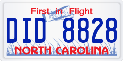 NC license plate DID8828