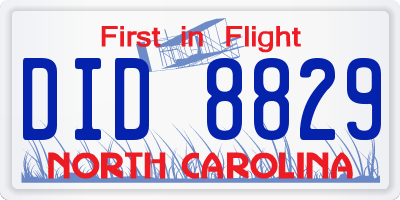 NC license plate DID8829